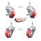 Service Caster 3 Inch Red Polyurethane Wheel Swivel 10mm Threaded Stem Caster Brake, 2PK SCC-TS20S314-PPUB-RED-TLB-M1015-2-S2 - alternate 1
